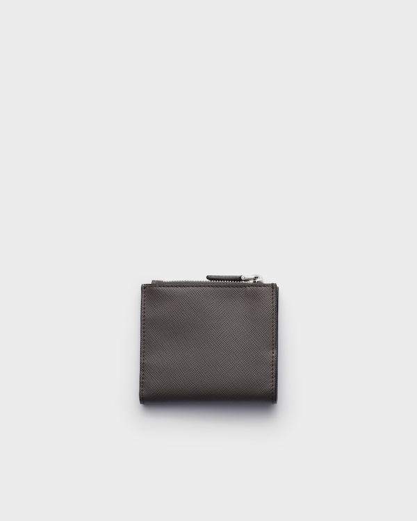 Small Saffiano leather wallet - Smoke/Aviation Blue Small Saffiano leather wallet - Smoke/Aviation Blue