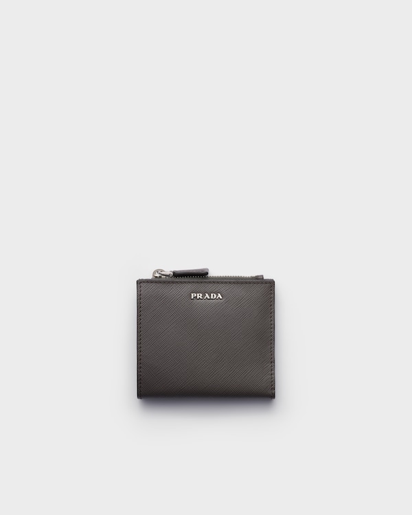 Small Saffiano leather wallet - Smoke/Aviation Blue Small Saffiano leather wallet - Smoke/Aviation Blue