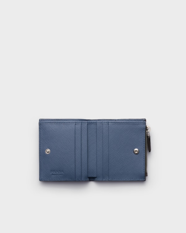 Small Saffiano leather wallet - Smoke/Aviation Blue Small Saffiano leather wallet - Smoke/Aviation Blue