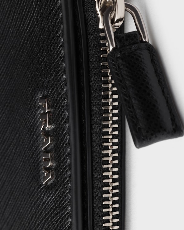 Small Saffiano leather wallet - Black / Jungle Green Small Saffiano leather wallet - Black / Jungle Green
