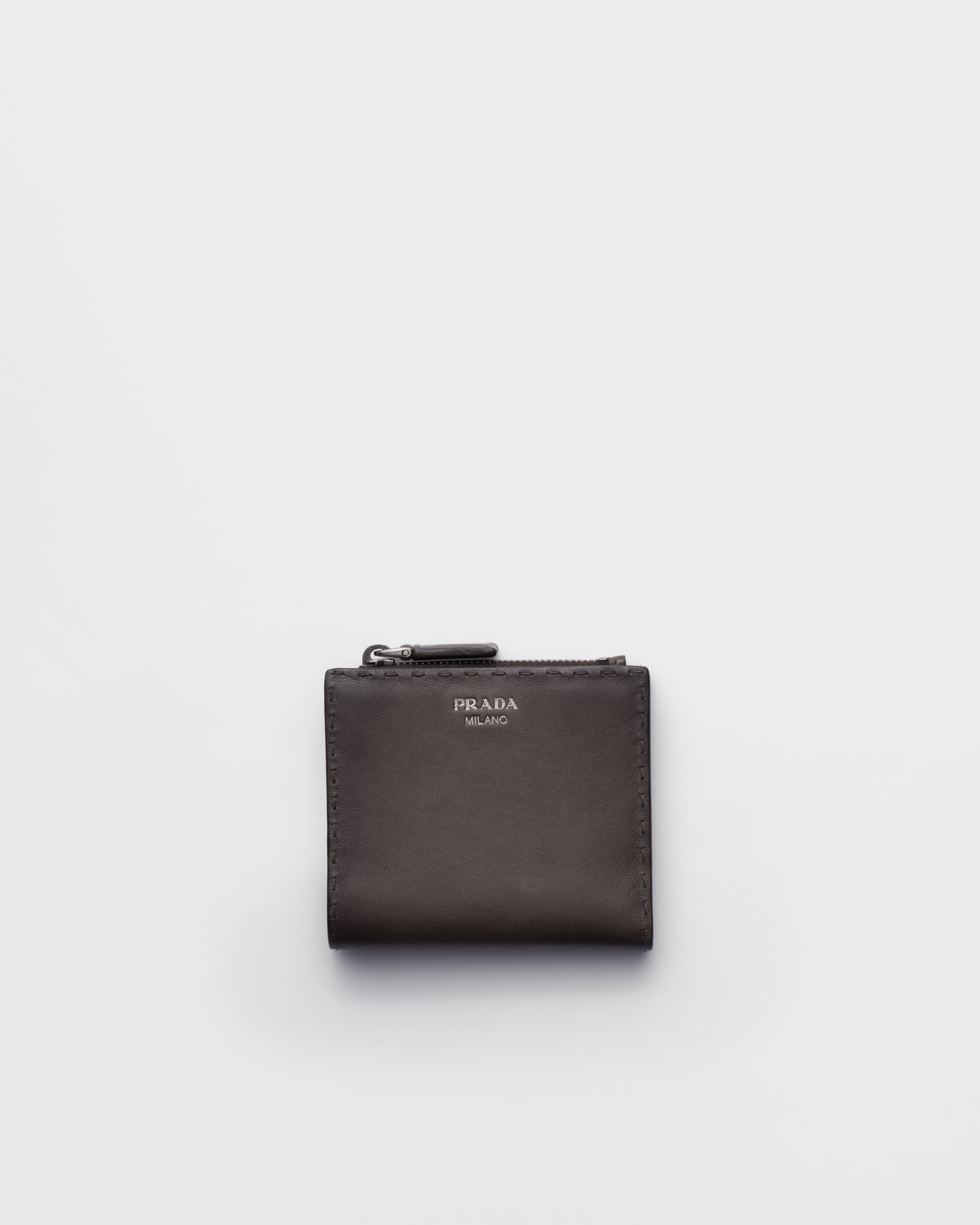 Graphite Small Leather Wallet | PRADA - Japan