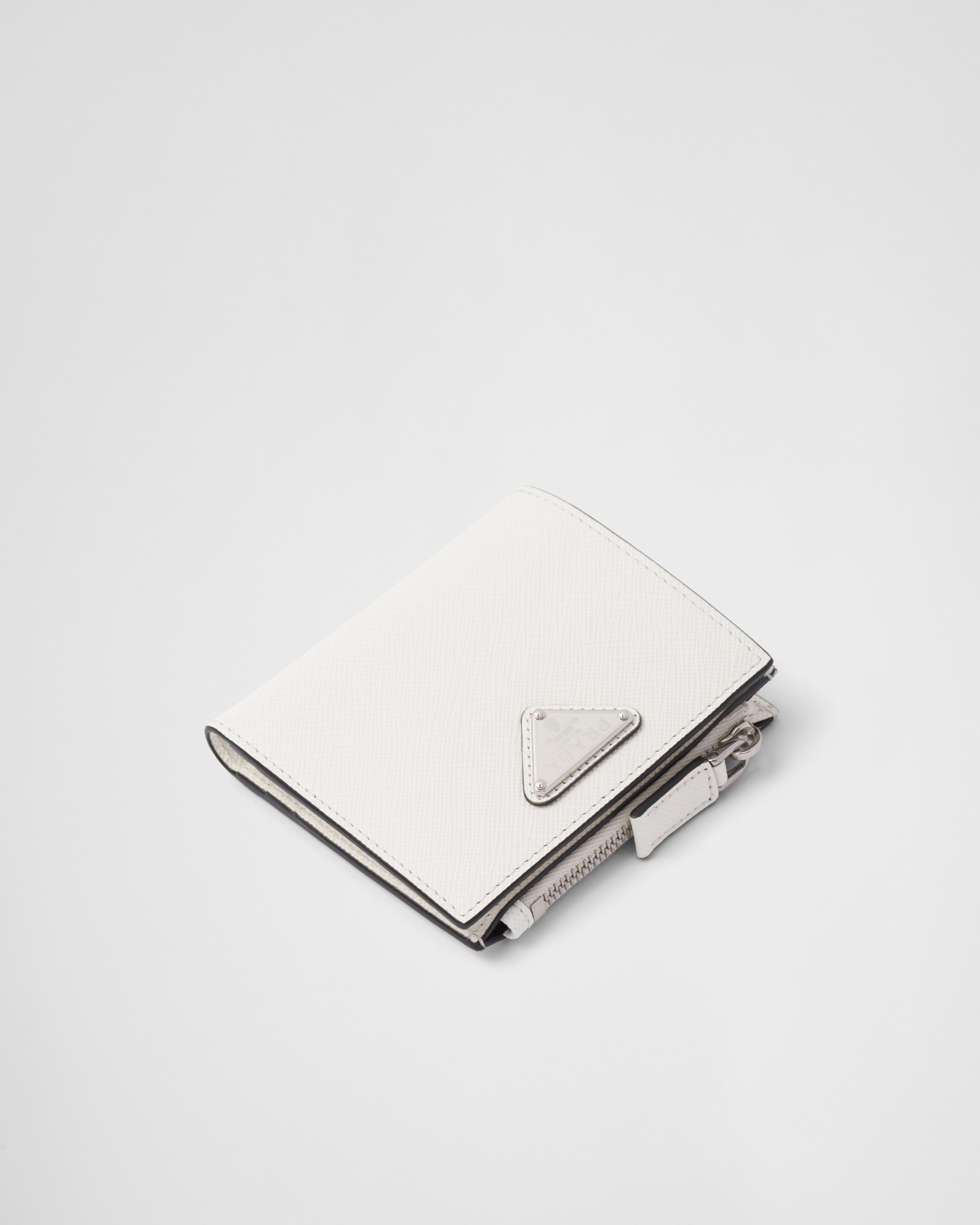 Shop Prada Small Saffiano Leather Wallet In White