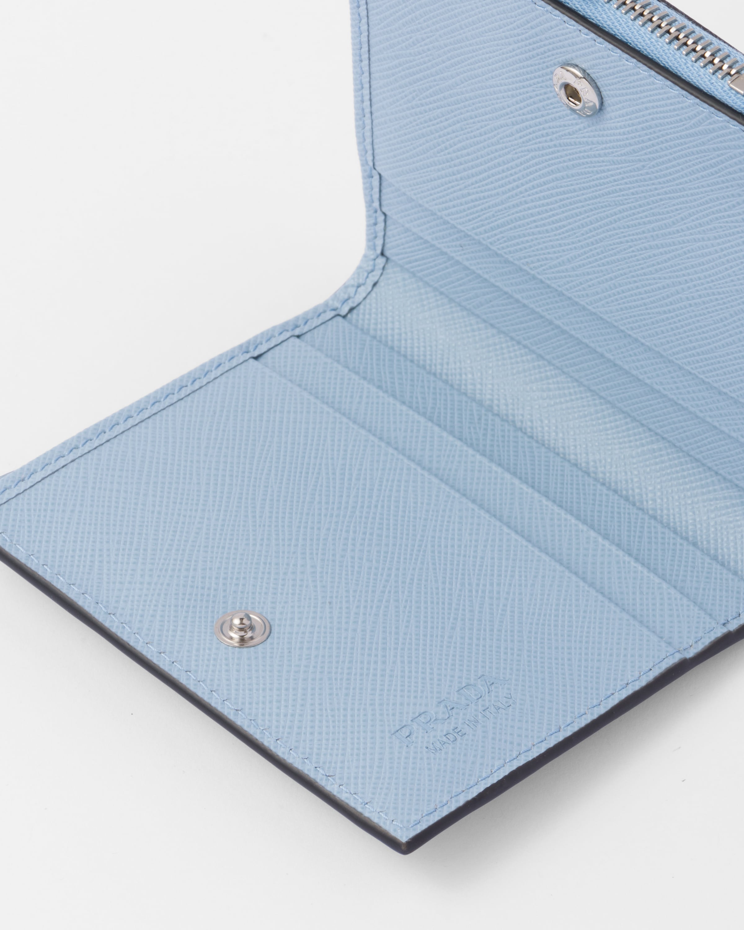 Small Saffiano Leather Wallet - Cloudy Gray
