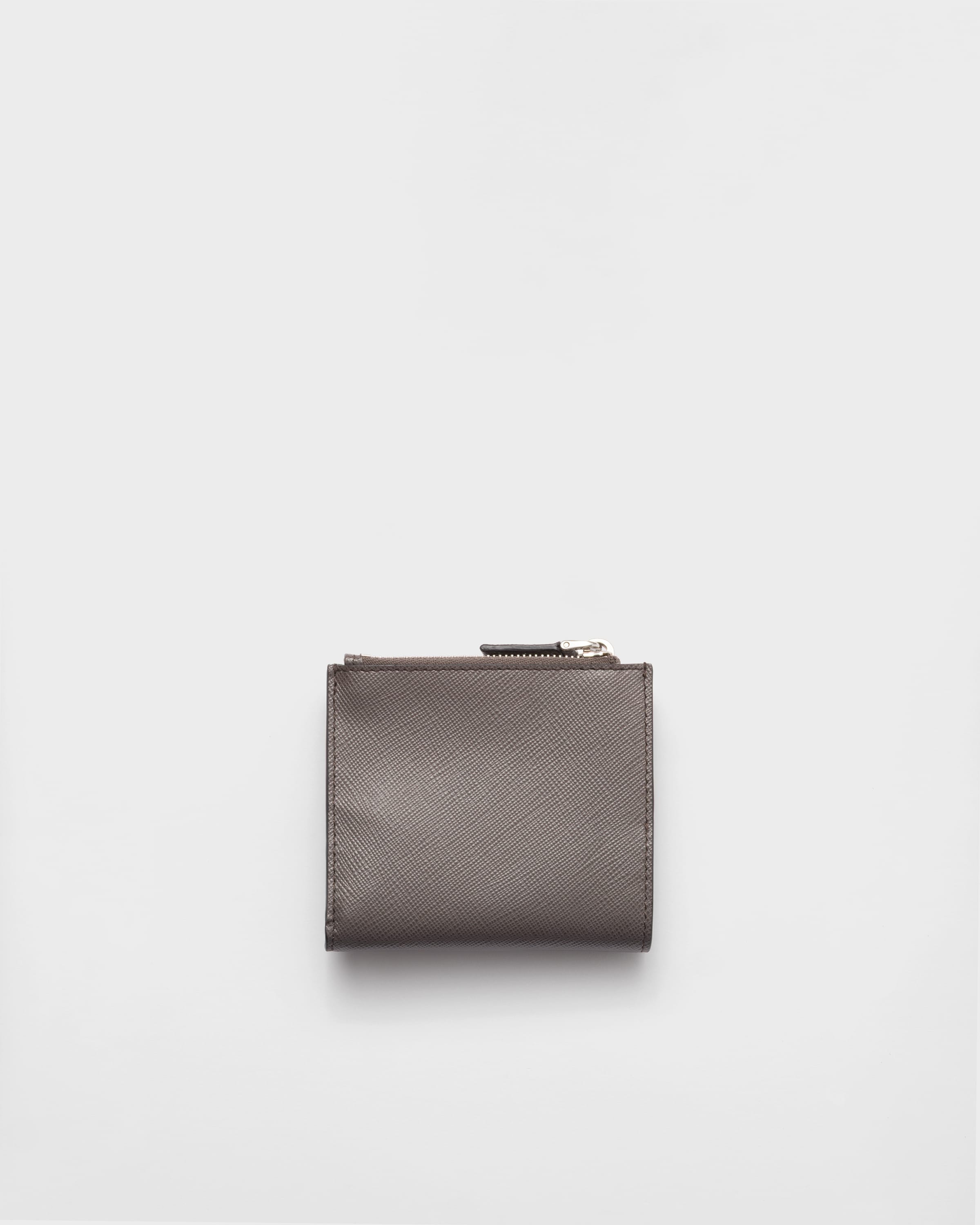 Smoky Gray Small Saffiano Leather Wallet | PRADA