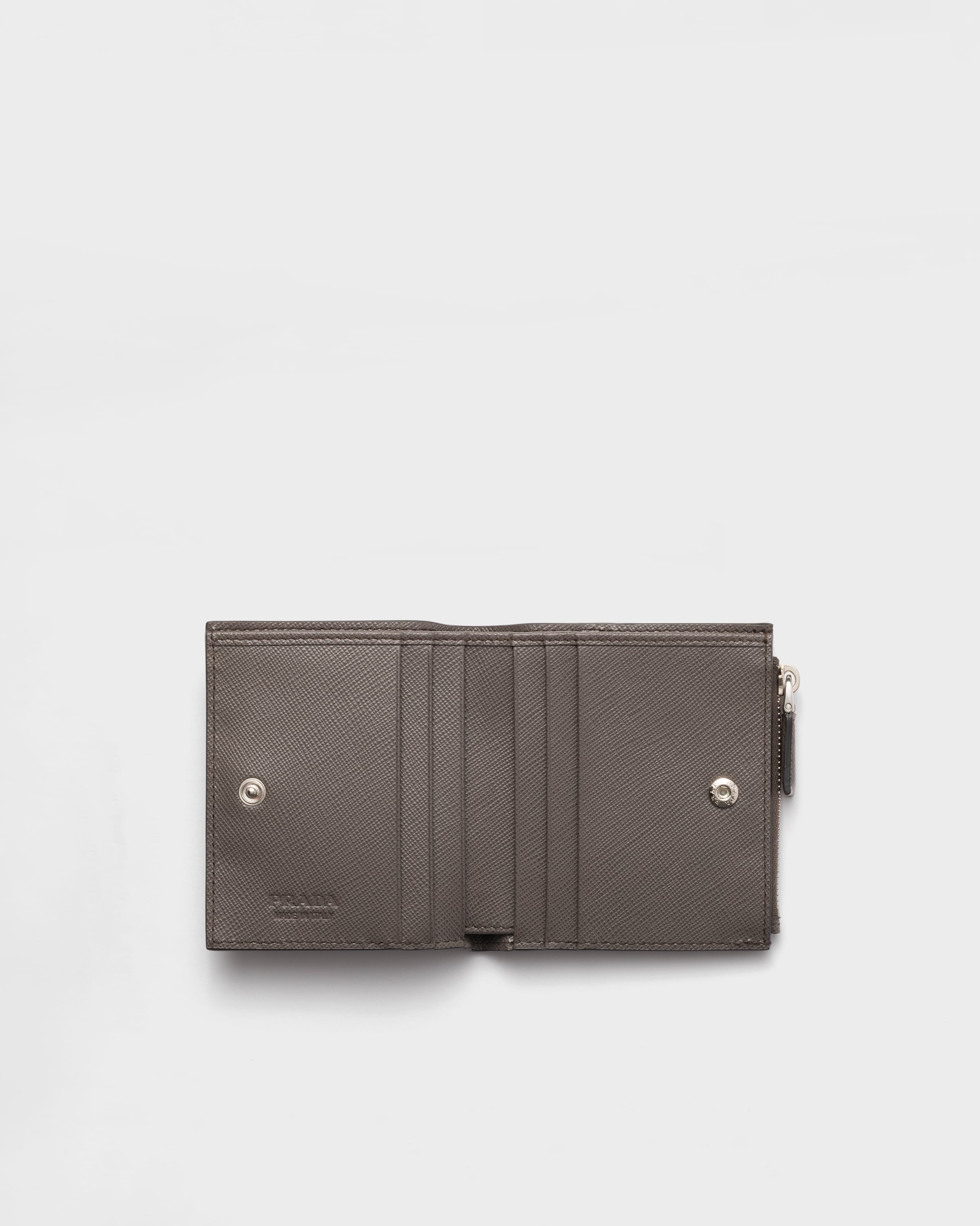 Smoky Gray Small Saffiano leather wallet | PRADA