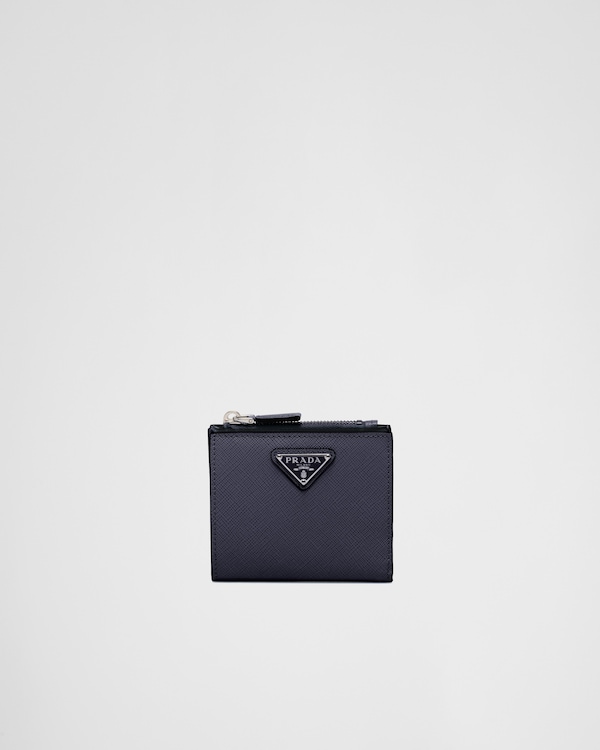 Baltic Blue Saffiano Leather Wallet | PRADA