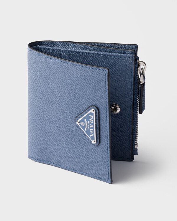 Petit portefeuille en cuir Saffiano - Bleu Aviation Petit portefeuille en cuir Saffiano - Bleu Aviation