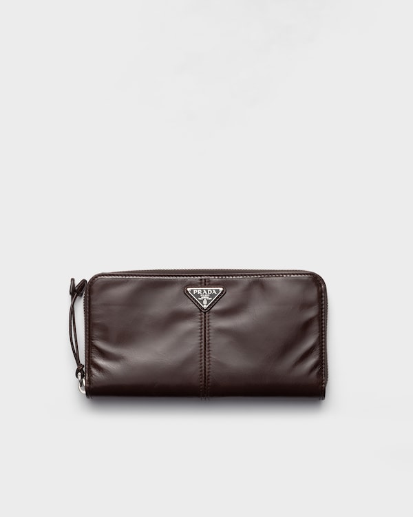 ブラック サフィアーノトライアングル ジップアラウンド財布 | PRADA