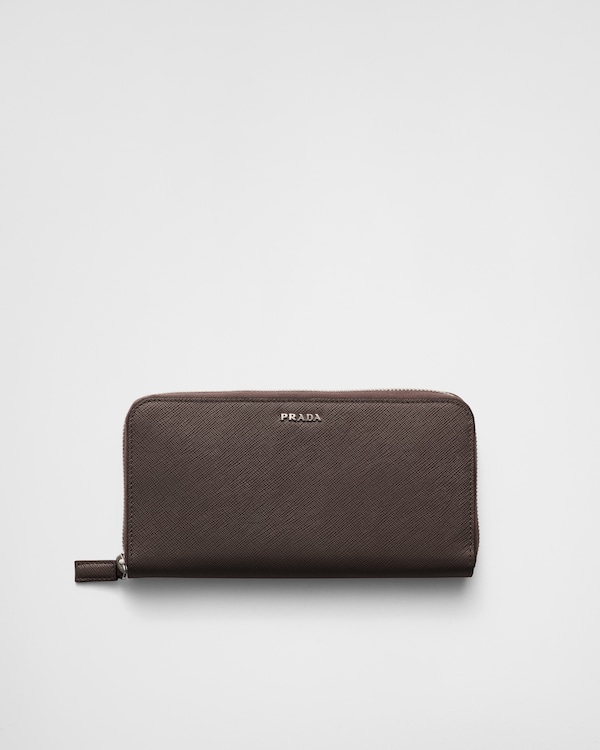 ブラック サフィアーノトライアングル ジップアラウンド財布 | PRADA