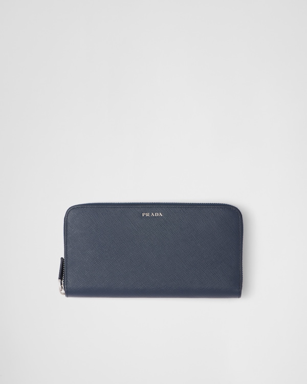 サフィアーノレザー ジップアラウンド財布 - ネイビー+ライトグレー サフィアーノレザー ジップアラウンド財布 - ネイビー+ライトグレー