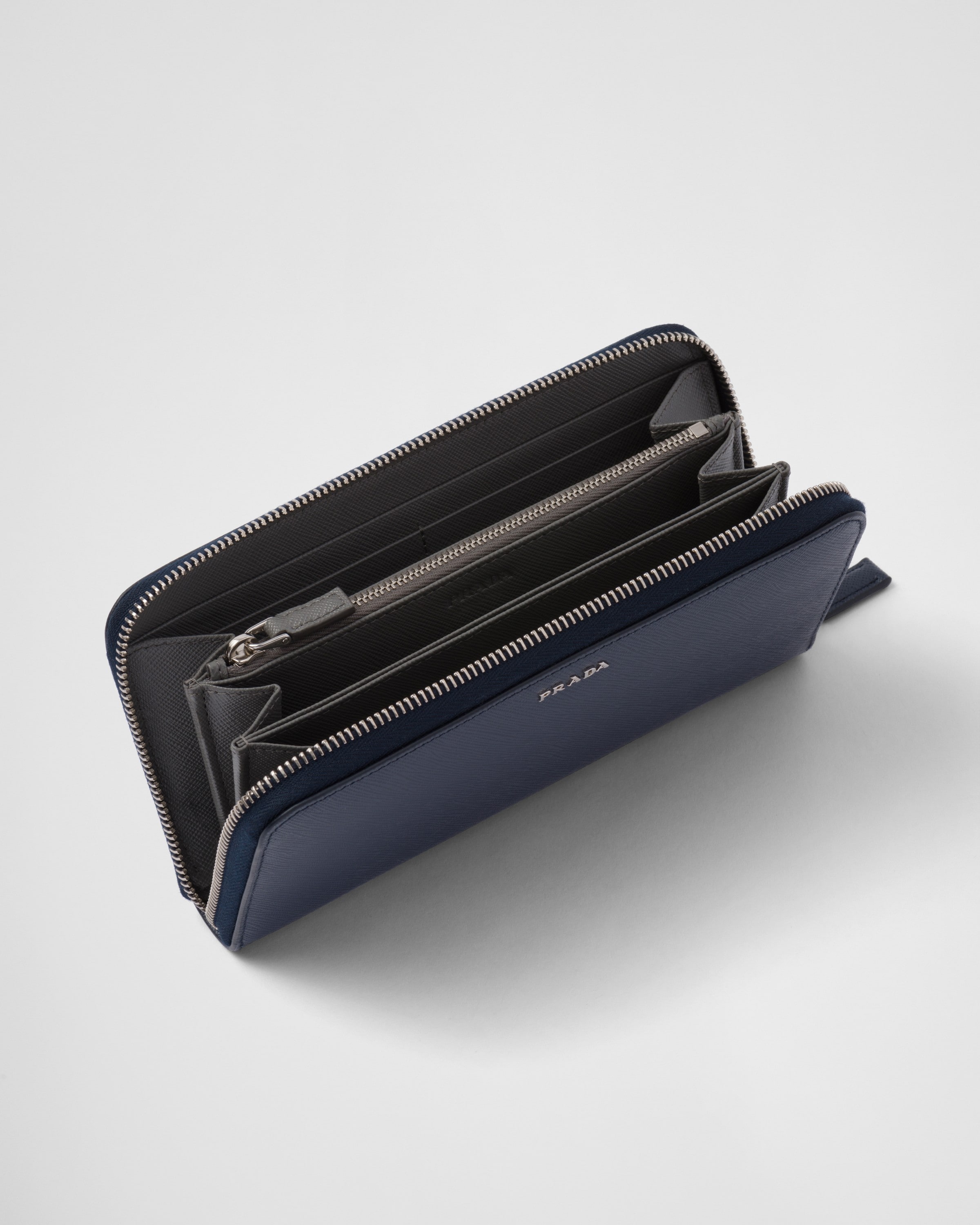 ネイビー＋ライトグレー サフィアーノレザー ジップアラウンド