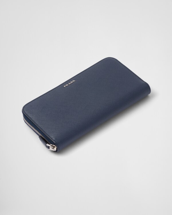 サフィアーノレザー ジップアラウンド財布 - ネイビー+ライトグレー サフィアーノレザー ジップアラウンド財布 - ネイビー+ライトグレー