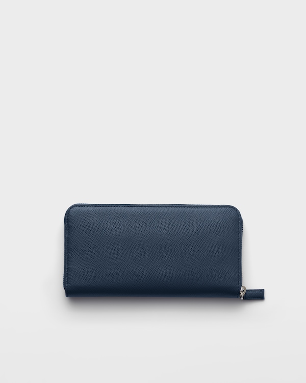 サフィアーノトライアングル ジップアラウンド財布 - ネイビー サフィアーノトライアングル ジップアラウンド財布 - ネイビー