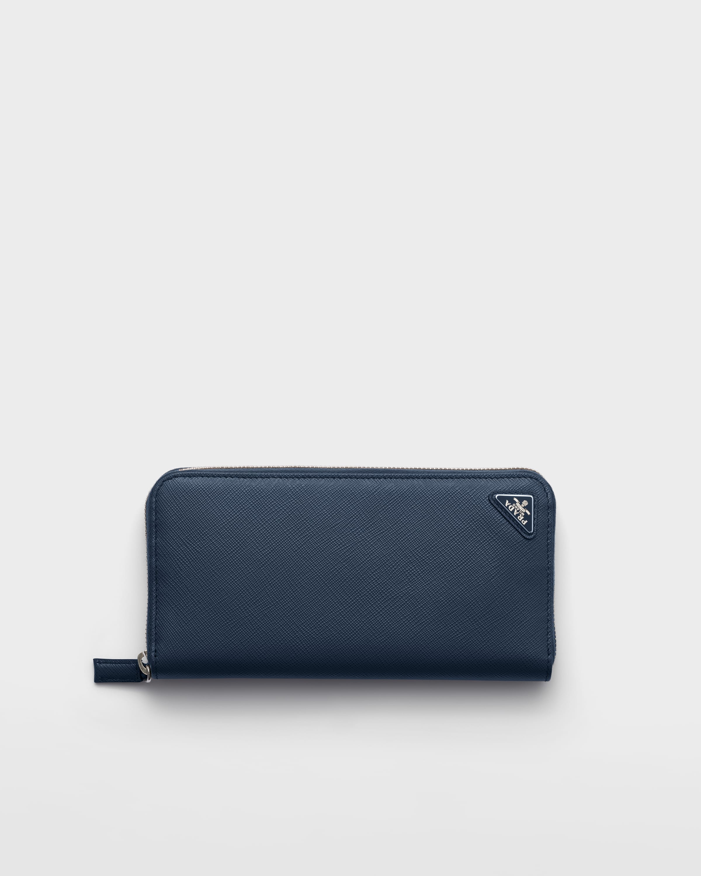 ネイビー サフィアーノトライアングル ジップアラウンド財布 | PRADA