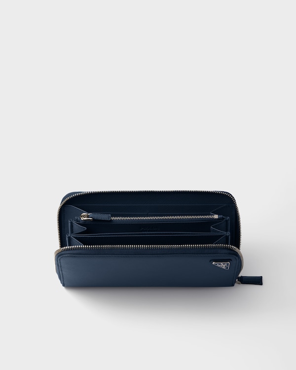 サフィアーノトライアングル ジップアラウンド財布 - ネイビー サフィアーノトライアングル ジップアラウンド財布 - ネイビー