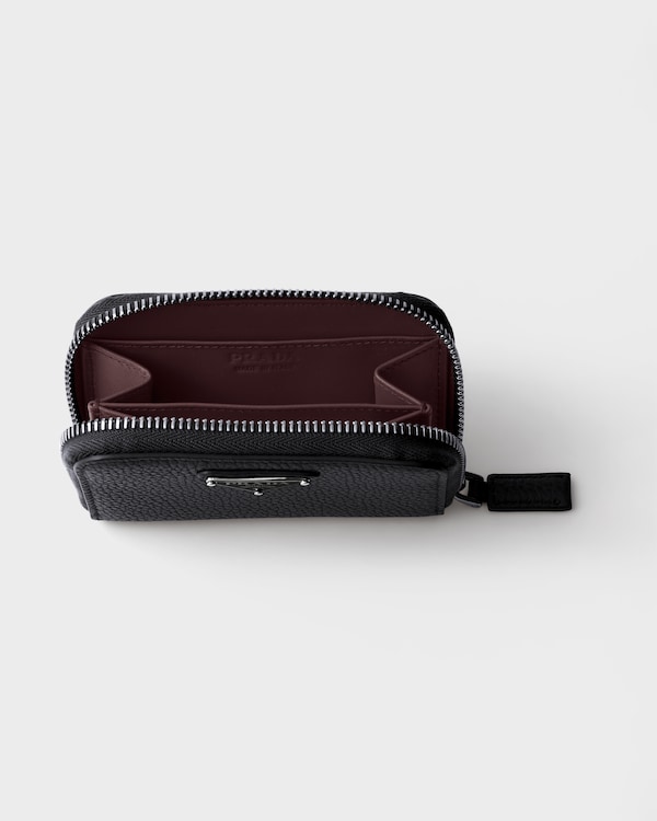 Leather coin purse - Black/Burgundy Leather coin purse - Black/Burgundy