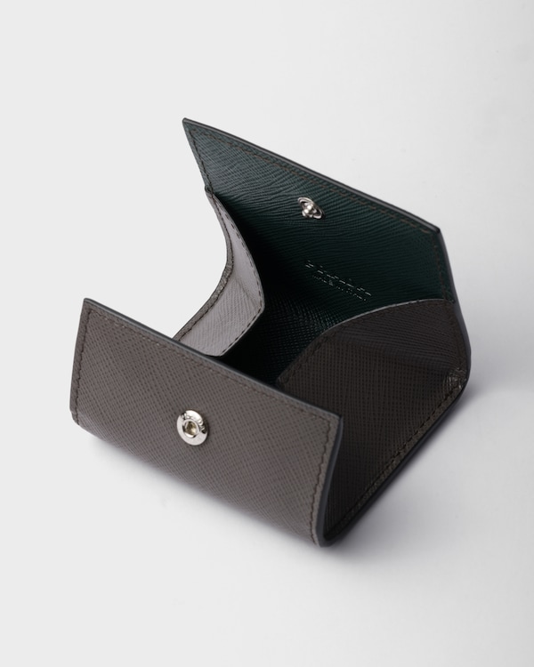 サフィアーノレザー コインケース - グレー/エメラルド サフィアーノレザー コインケース - グレー/エメラルド