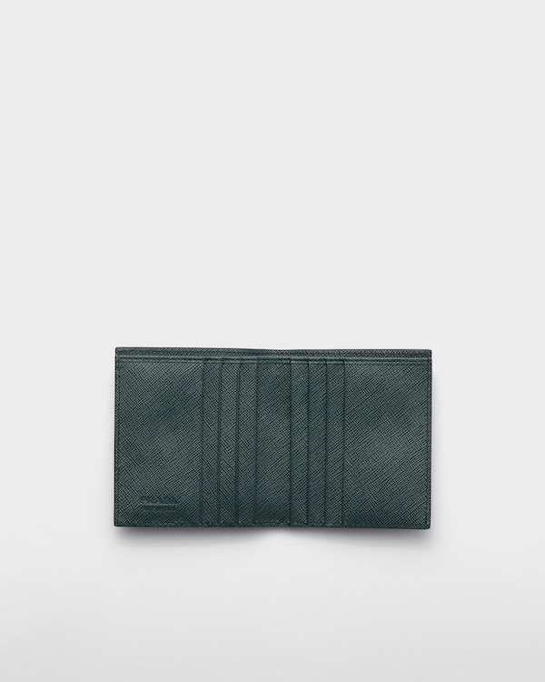 Geldbörse aus Saffiano-Leder - Rauchgrau/Smaragd Geldbörse aus Saffiano-Leder - Rauchgrau/Smaragd