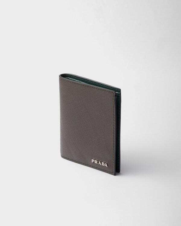 Geldbörse aus Saffiano-Leder - Rauchgrau/Smaragd Geldbörse aus Saffiano-Leder - Rauchgrau/Smaragd