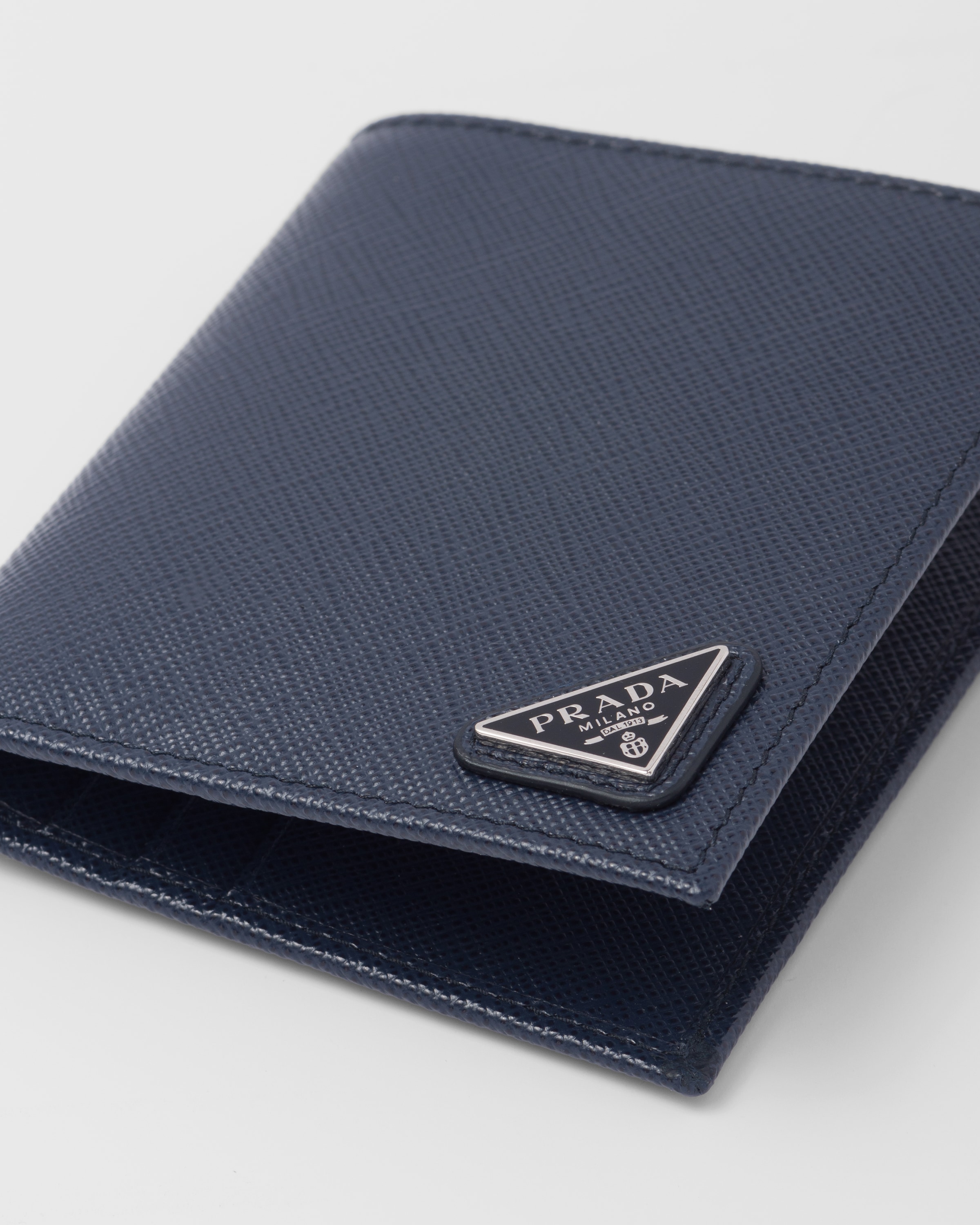 Baltic Blue Saffiano leather wallet | Prada