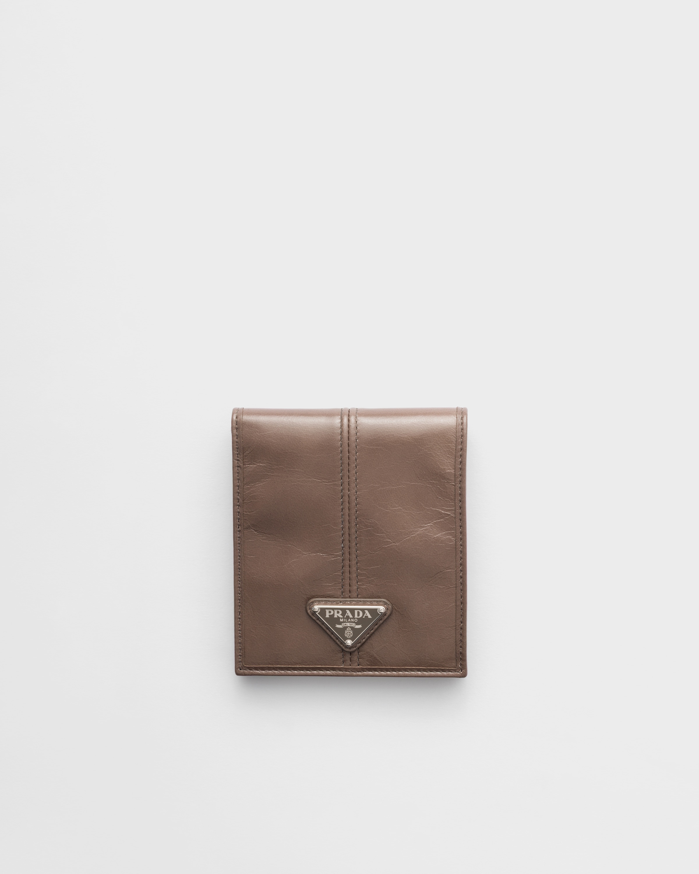 Clay Grey Leather wallet | PRADA - United States