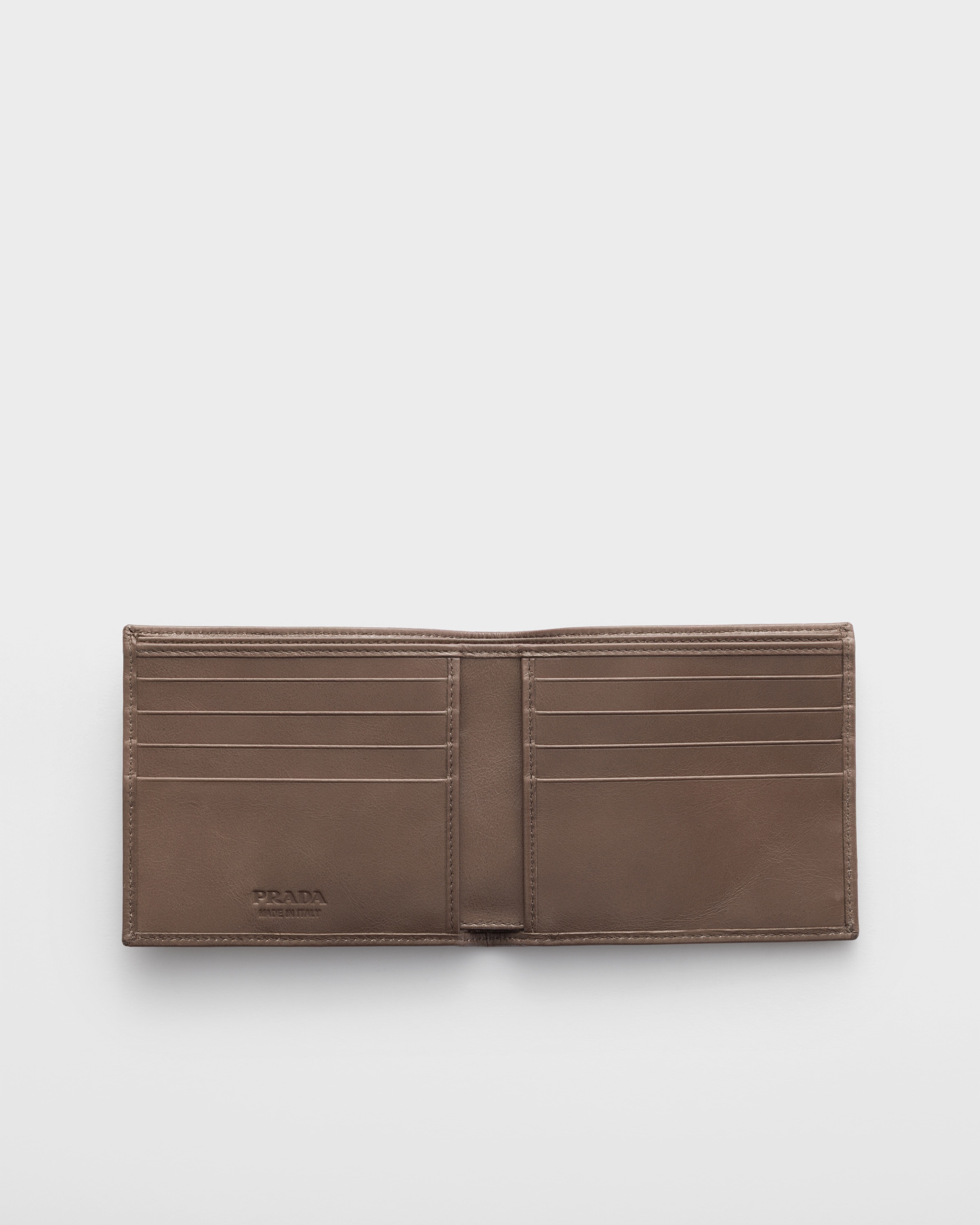 Clay Grey Leather wallet | PRADA - United States