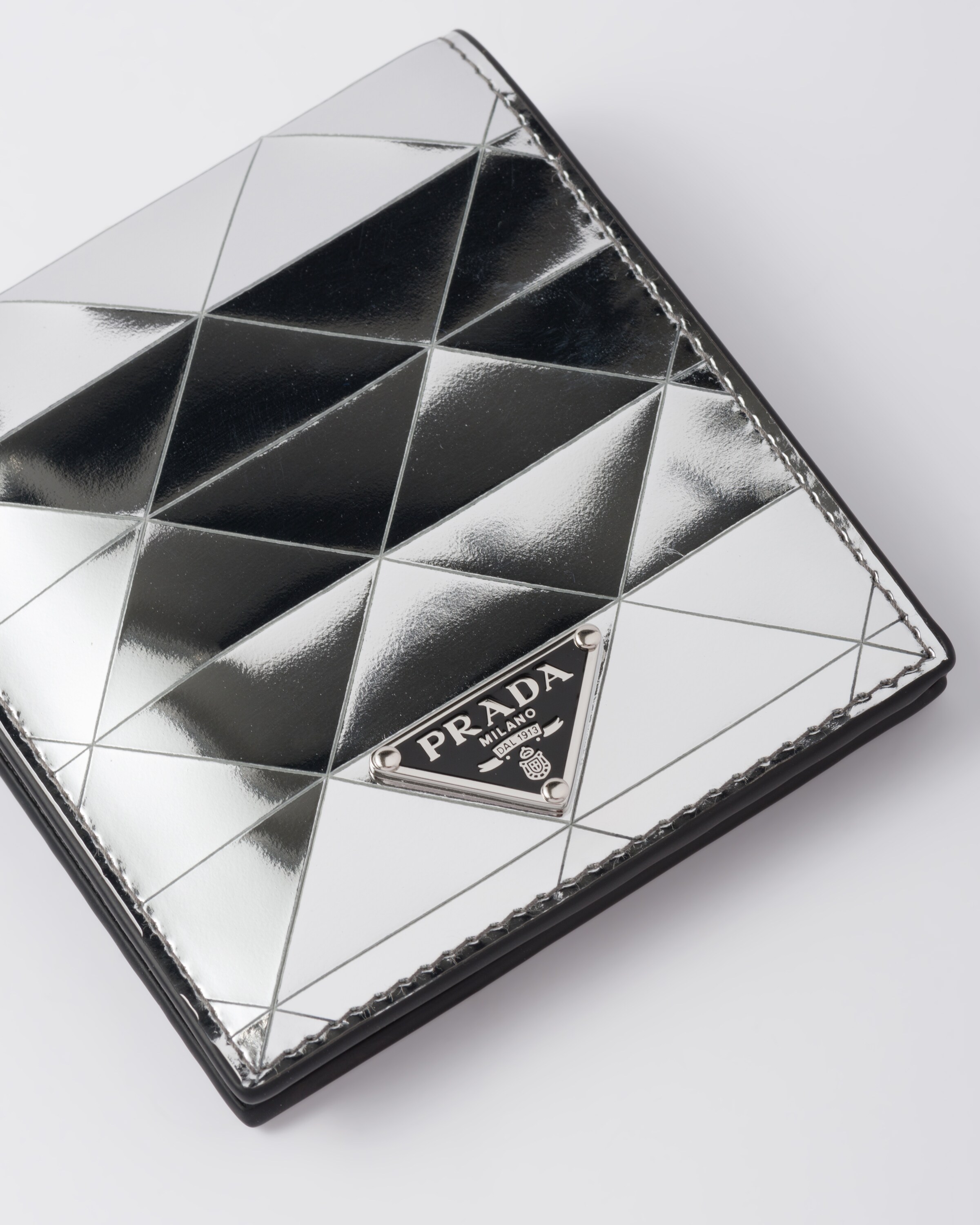 Silver Brushed Leather Wallet PRADA