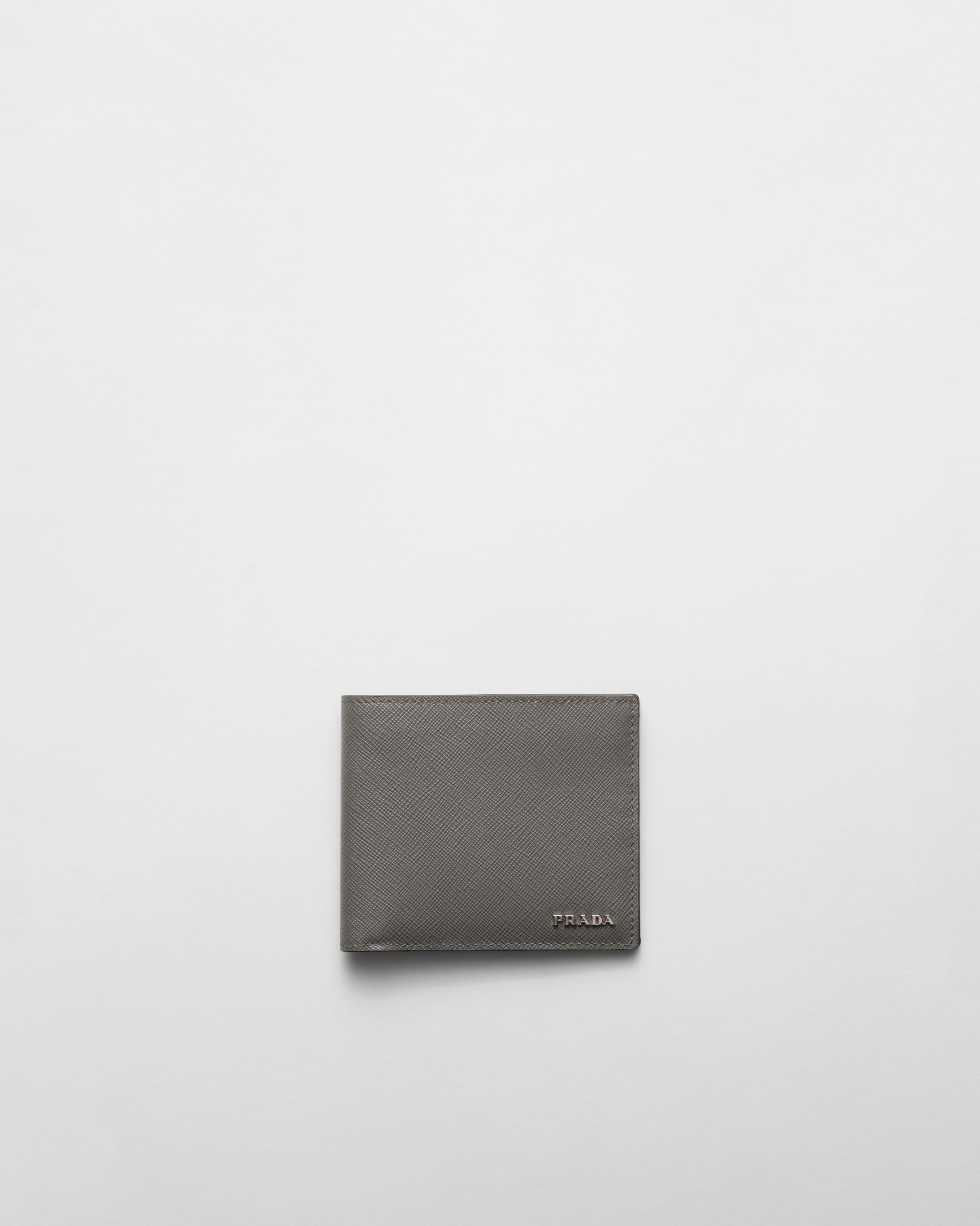 Marble Gray caramel Saffiano Leather Wallet PRADA