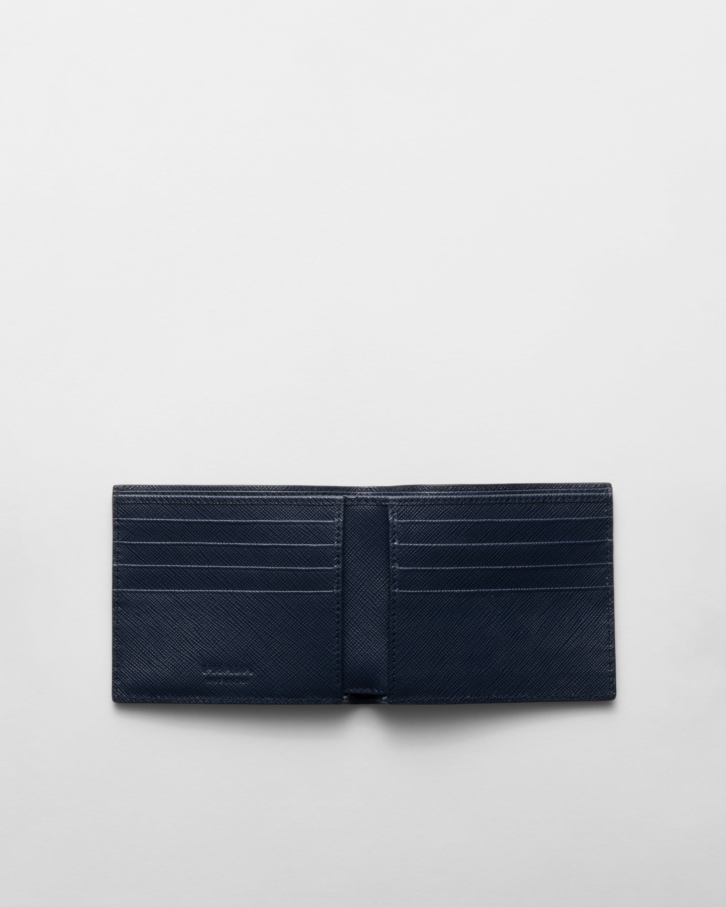 Coffee/Baltic Blue Saffiano Leather Wallet | PRADA