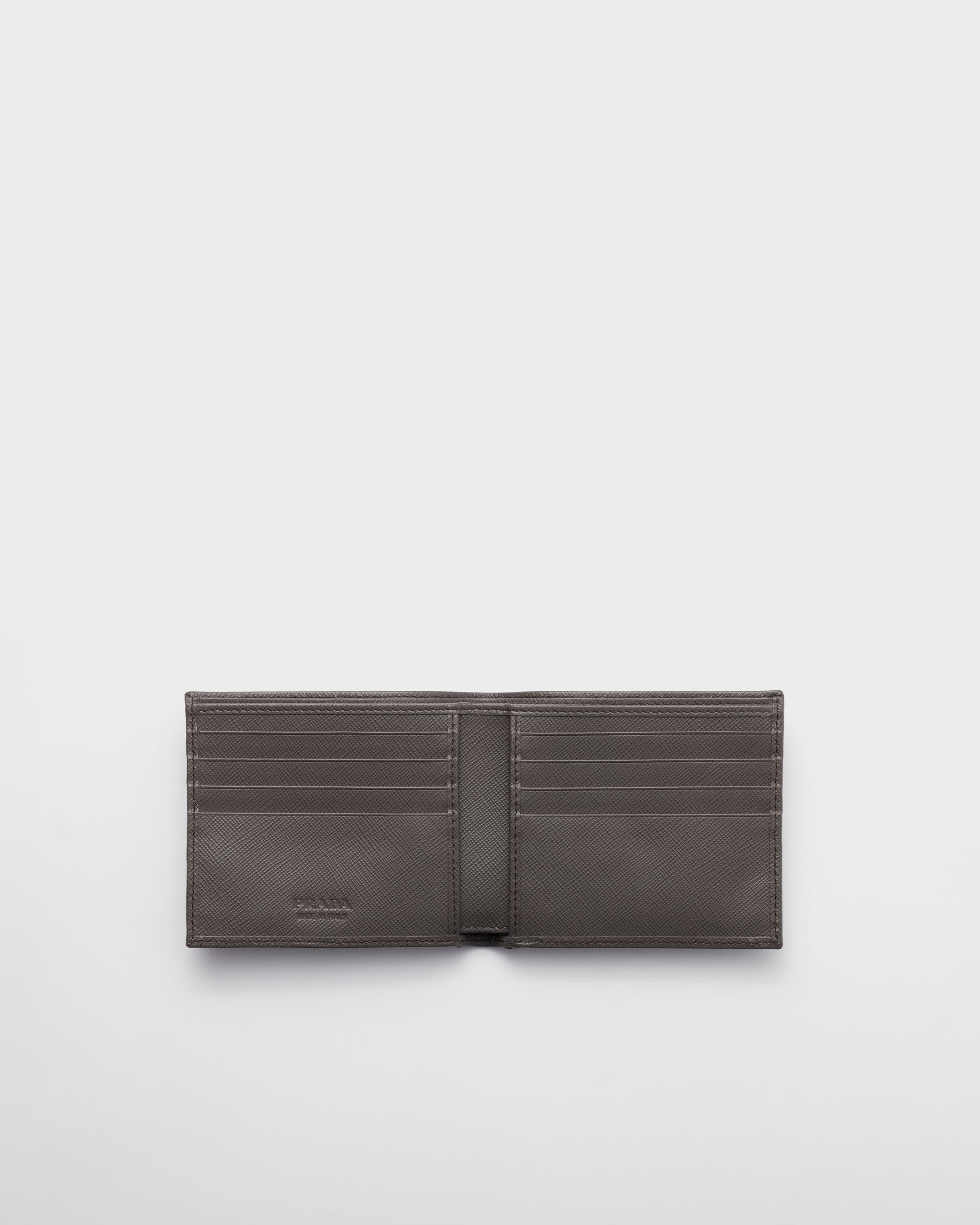 Smoky Gray Saffiano Leather Wallet | PRADA