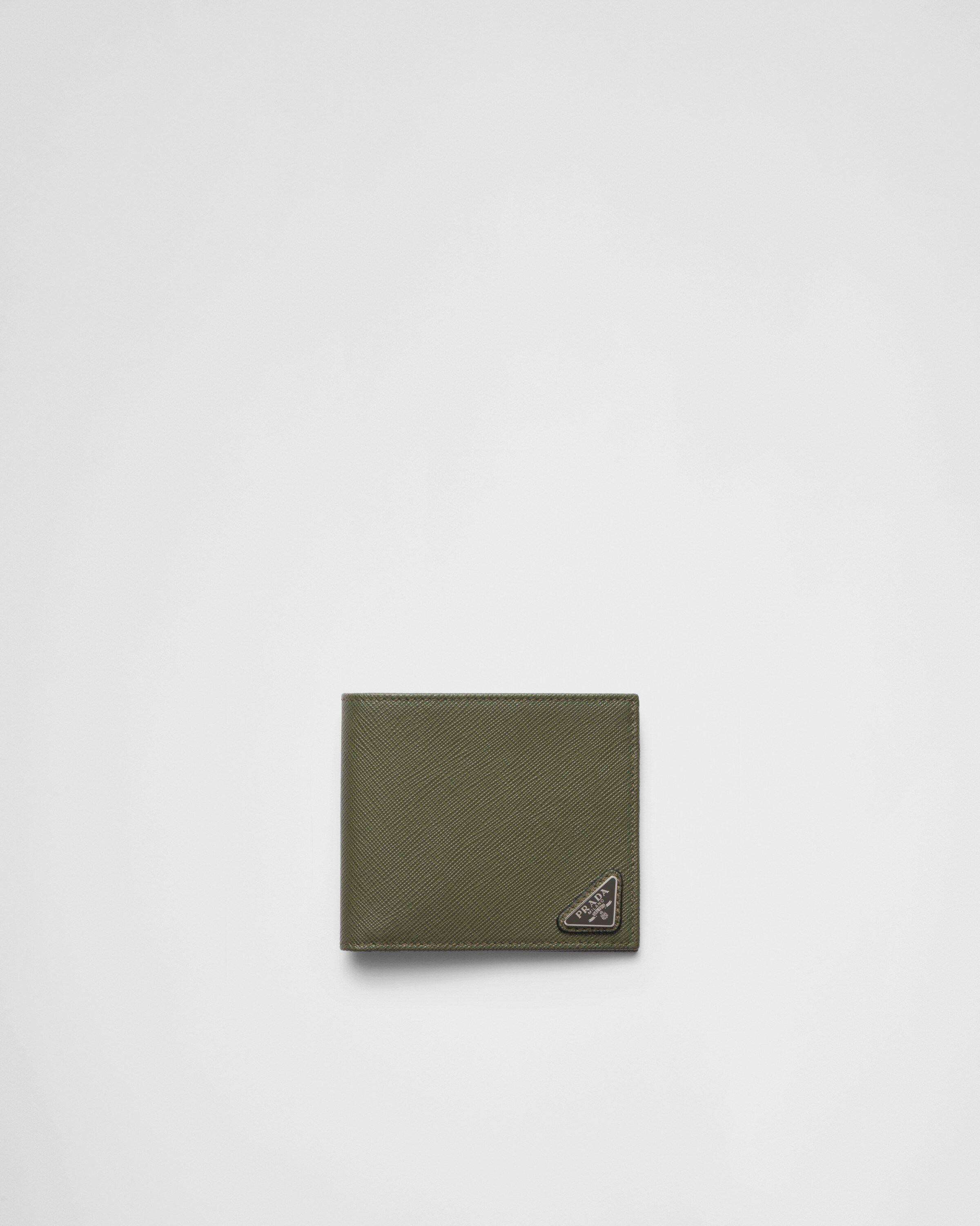Prada Saffiano Leather Logo-plaque Wallet In Loden Green