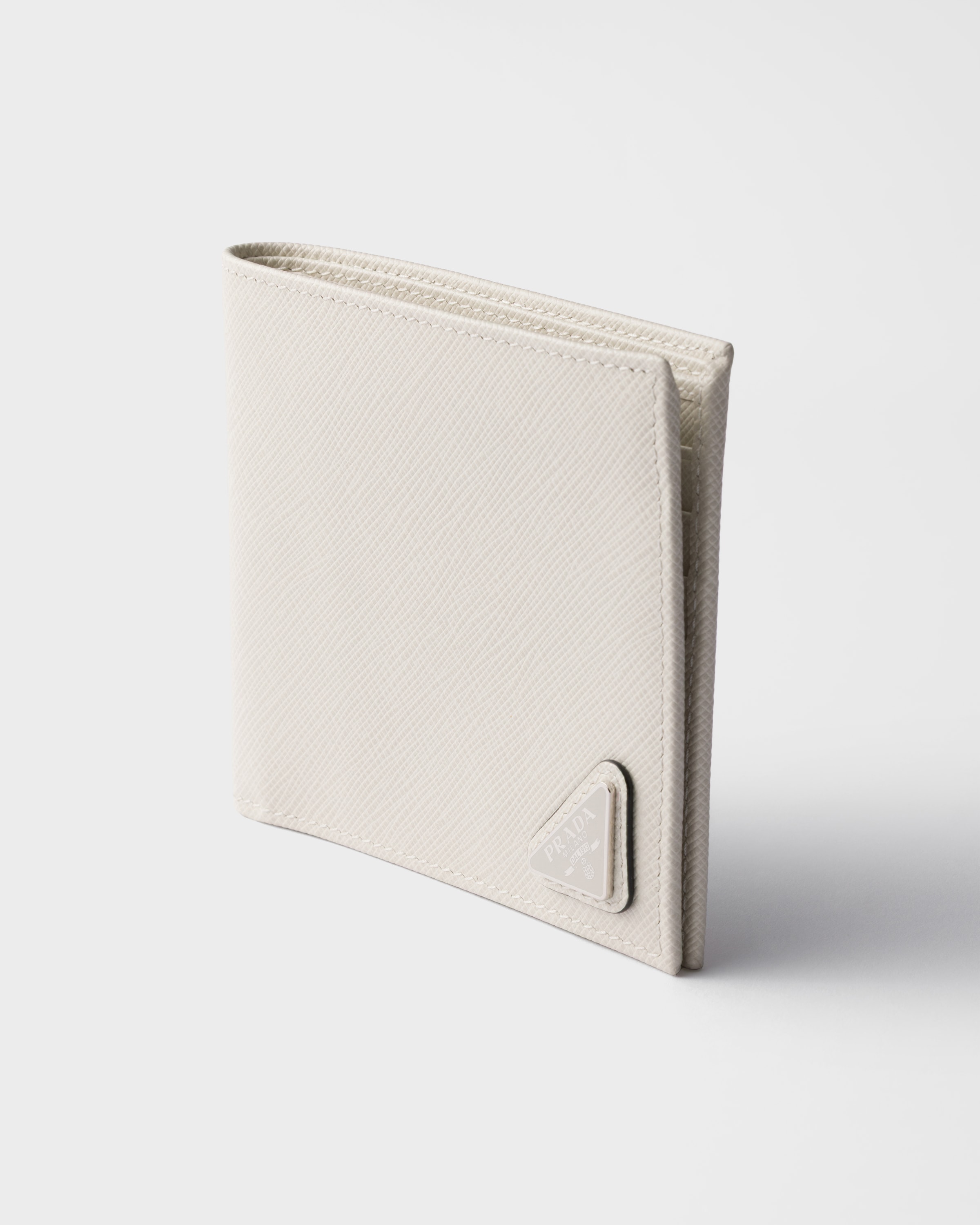 Chalk White Saffiano Leather Wallet | PRADA - United States
