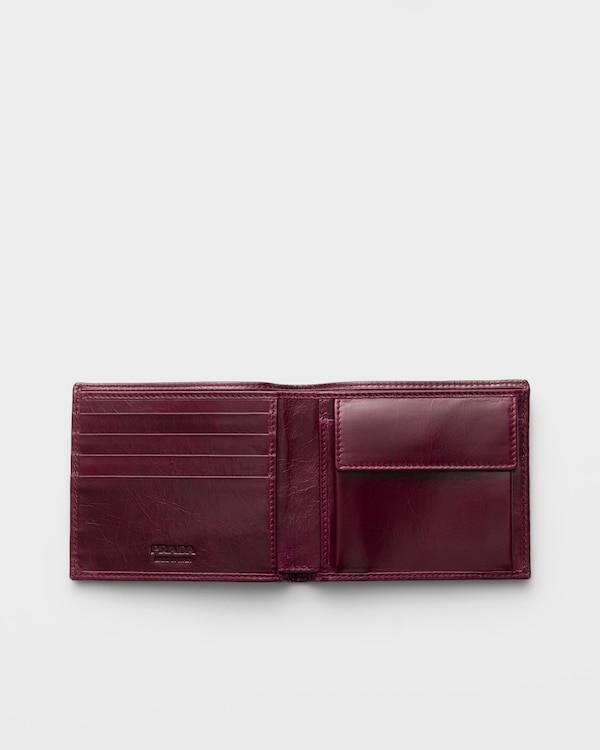 コインパース付きレザーウォレット - バーガンディ コインパース付きレザーウォレット - バーガンディ