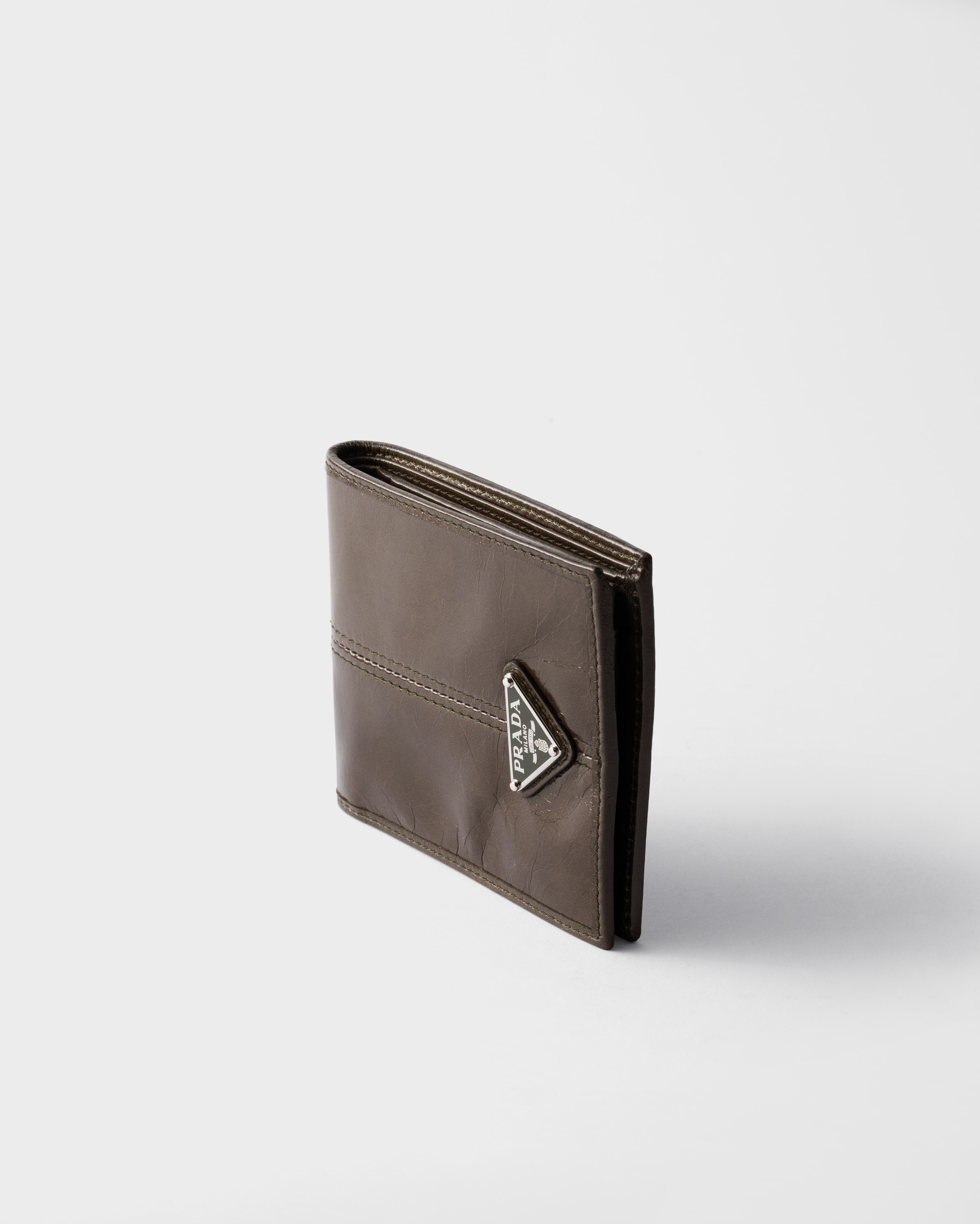 Forest Green Leather wallet with coin purse | PRADA - United States