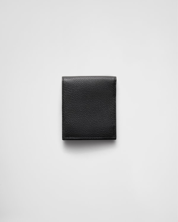 Leather wallet with coin purse - Black Leather wallet with coin purse - Black