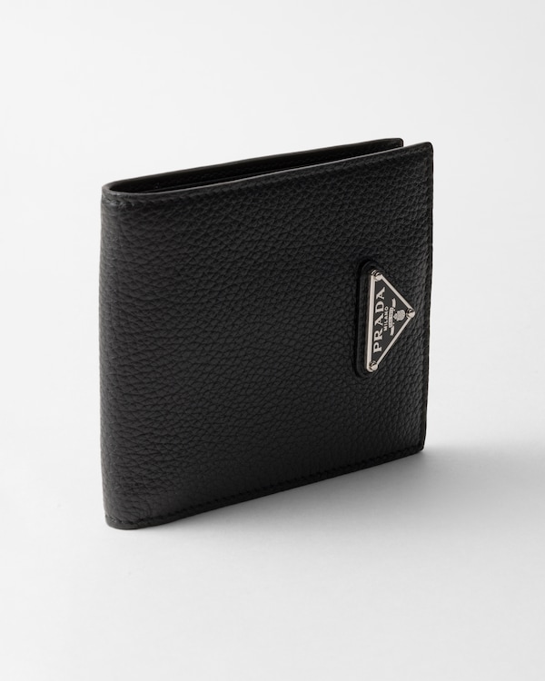 Leather wallet with coin purse - Black Leather wallet with coin purse - Black