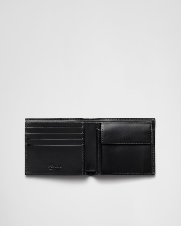 Leather wallet with coin purse - Black Leather wallet with coin purse - Black