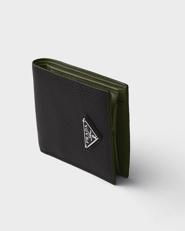 Leather wallet with coin purse - Black/Loden Green Leather wallet with coin purse - Black/Loden Green