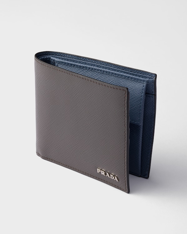 Saffiano leather wallet with coin purse - Smoke/Aviation Blue Saffiano leather wallet with coin purse - Smoke/Aviation Blue