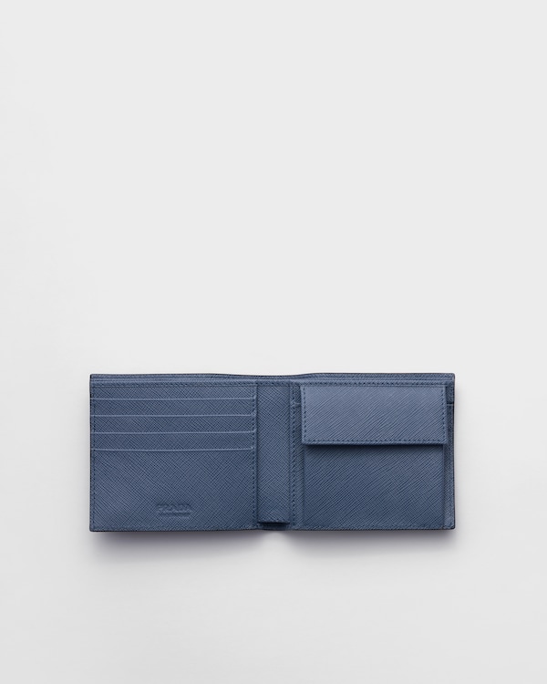 Saffiano leather wallet with coin purse - Smoke/Aviation Blue Saffiano leather wallet with coin purse - Smoke/Aviation Blue