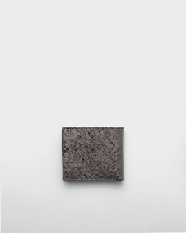 Saffiano leather wallet with coin purse - Smoky Gray/Emerald Saffiano leather wallet with coin purse - Smoky Gray/Emerald