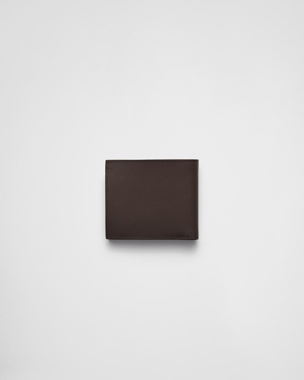 Saffiano leather wallet with coin purse - Coffee/Baltic Blue Saffiano leather wallet with coin purse - Coffee/Baltic Blue