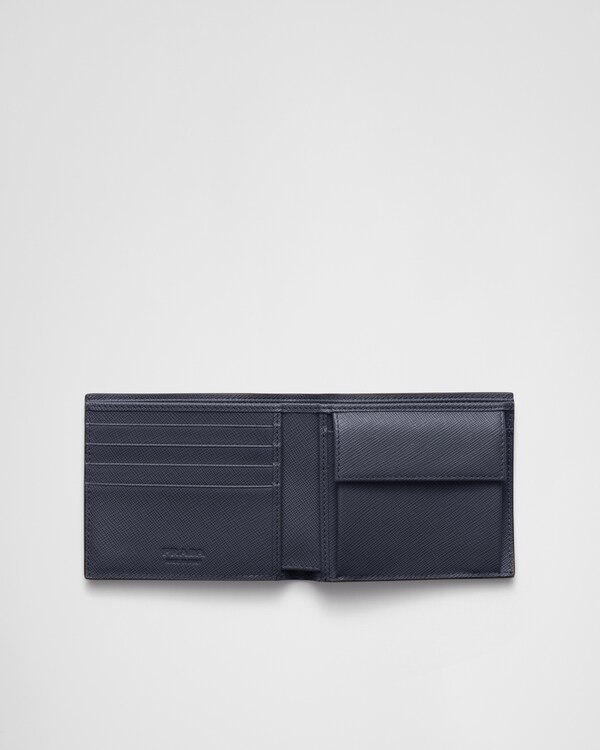 Saffiano leather wallet with coin purse - Coffee/Baltic Blue Saffiano leather wallet with coin purse - Coffee/Baltic Blue