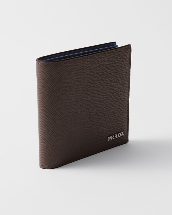 Saffiano leather wallet with coin purse - Coffee/Baltic Blue Saffiano leather wallet with coin purse - Coffee/Baltic Blue