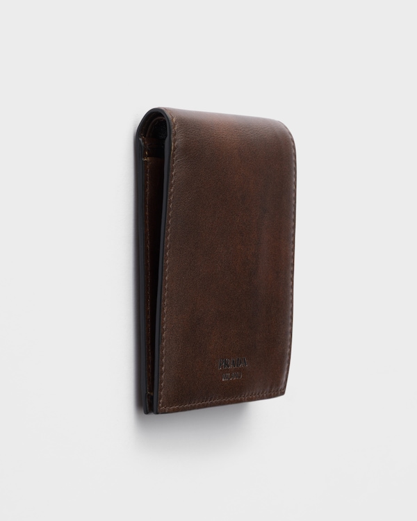 Antiqued leather wallet