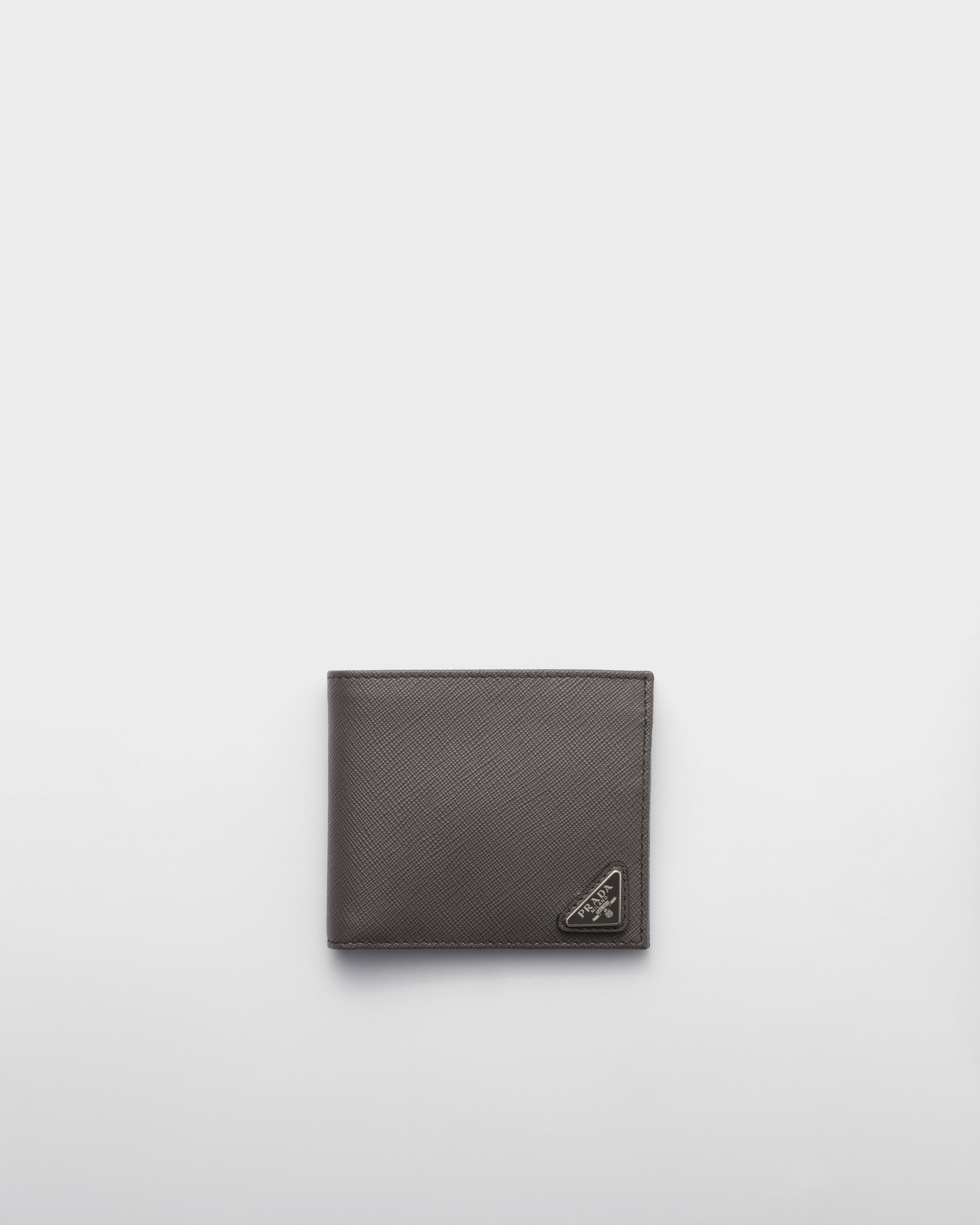 Smoky Gray Saffiano Leather Wallet with coin purse | PRADA