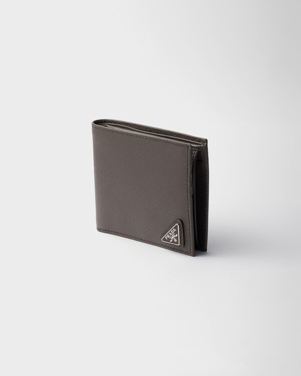 Saffiano Leather Wallet with coin purse - Smoky Gray Saffiano Leather Wallet with coin purse - Smoky Gray