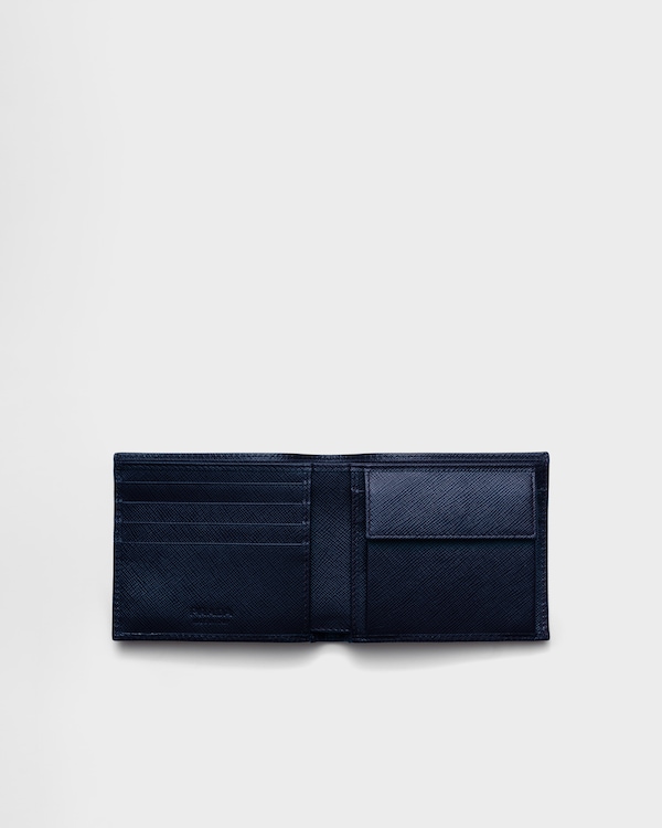 Portefeuille en cuir Saffiano avec porte-monnaie - Bleu Baltique Portefeuille en cuir Saffiano avec porte-monnaie - Bleu Baltique