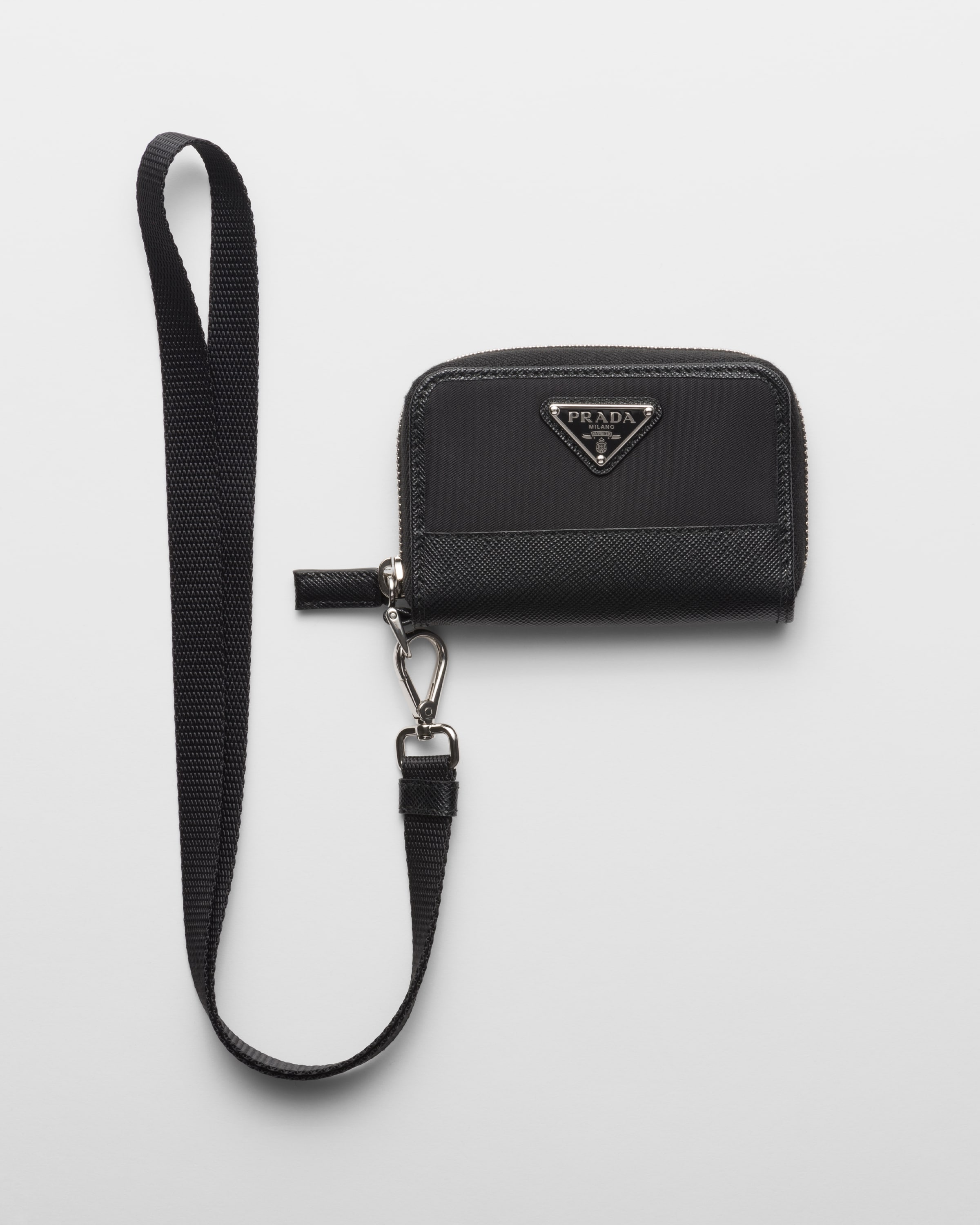 Black Re nylon And Saffiano Leather Coin Purse PRADA