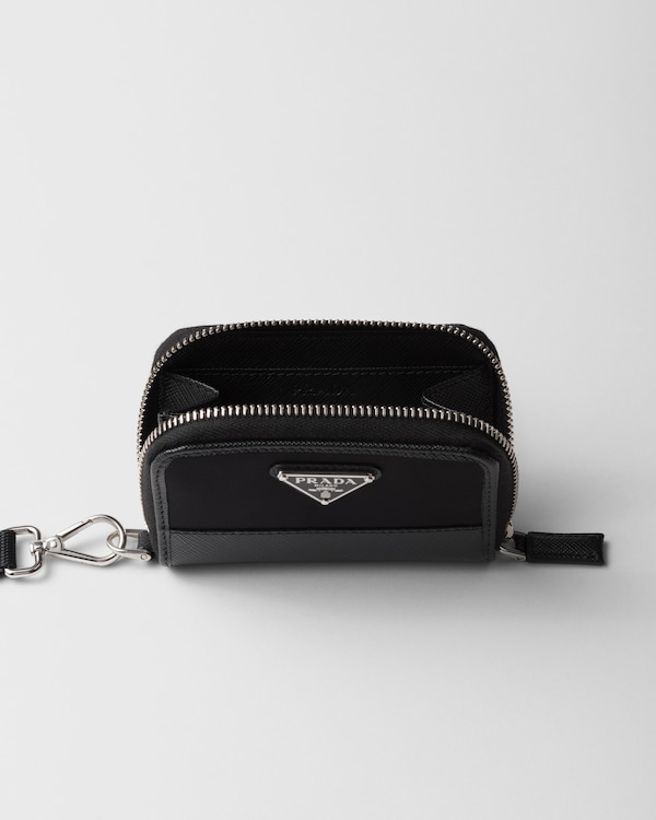 Re-Nylon and Saffiano leather coin purse Re-Nylon and Saffiano leather coin purse